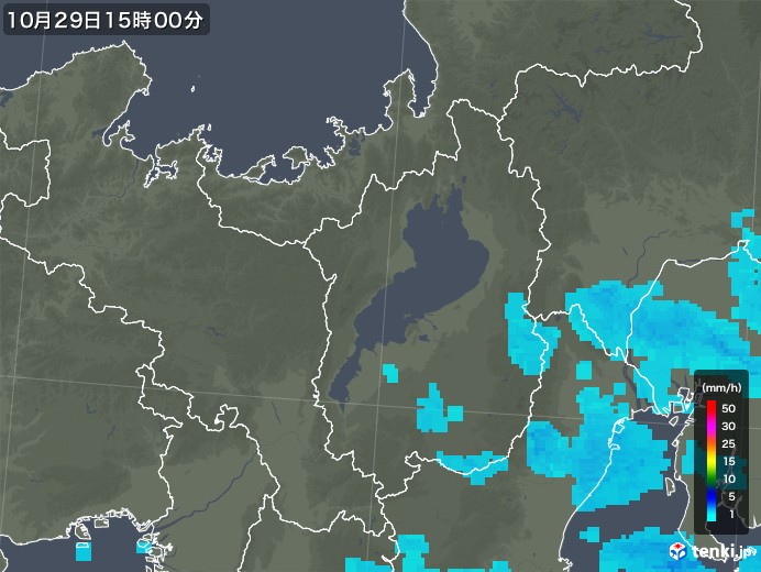 滋賀県の雨雲レーダー(2019年10月29日)