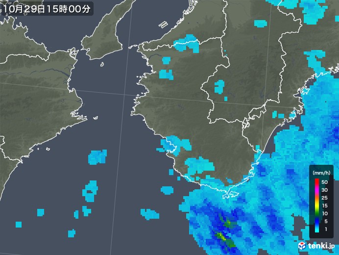 和歌山県の雨雲レーダー(2019年10月29日)