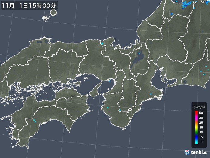 近畿地方の雨雲レーダー(2019年11月01日)