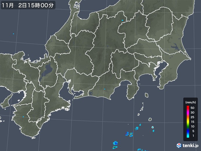 東海地方の雨雲レーダー(2019年11月02日)