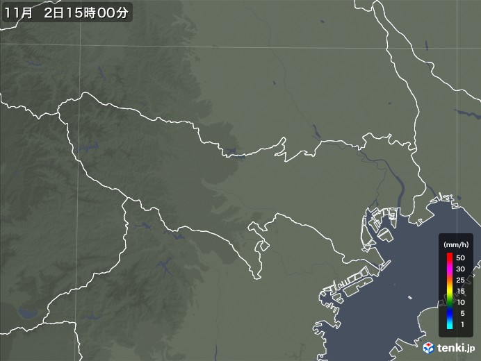 東京都の雨雲レーダー(2019年11月02日)
