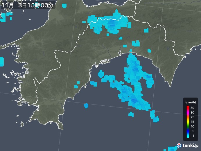 高知県の雨雲レーダー(2019年11月03日)
