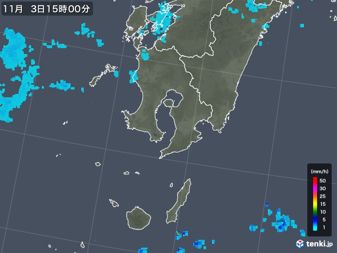 鹿児島県の雨雲レーダー(2019年11月03日)