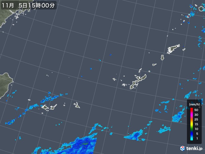 沖縄地方の雨雲レーダー(2019年11月05日)