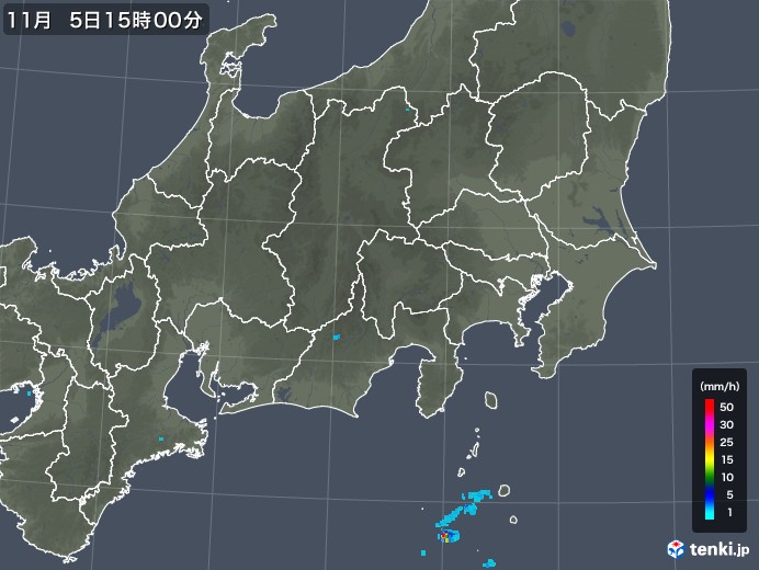 関東・甲信地方の雨雲レーダー(2019年11月05日)