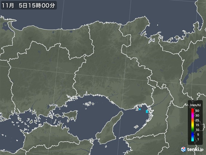 兵庫県の雨雲レーダー(2019年11月05日)