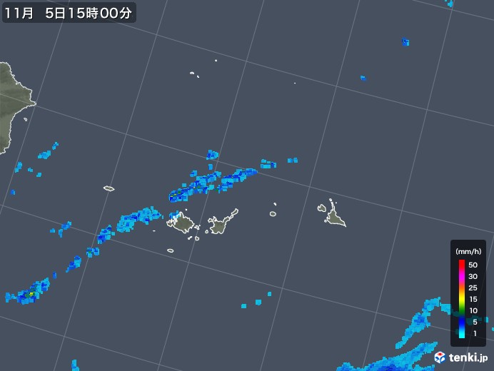 宮古・石垣・与那国(沖縄県)の雨雲レーダー(2019年11月05日)