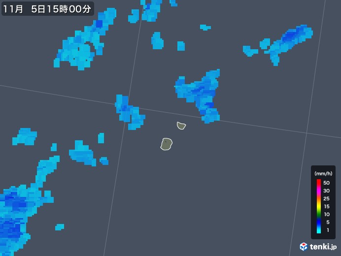 南大東島(沖縄県)の雨雲レーダー(2019年11月05日)