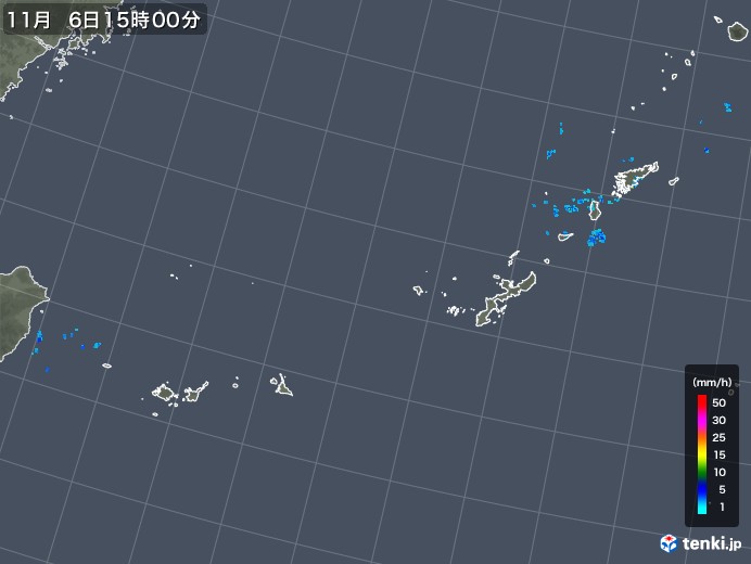 沖縄地方の雨雲レーダー(2019年11月06日)