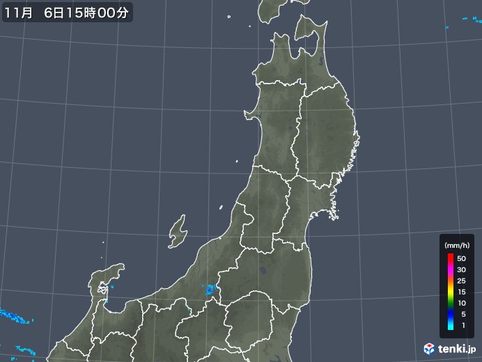 東北地方の雨雲レーダー(2019年11月06日)