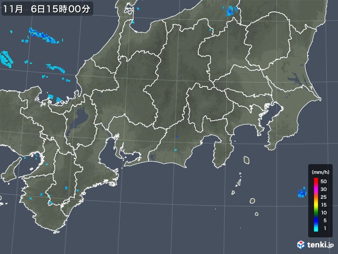 東海地方の雨雲レーダー(2019年11月06日)