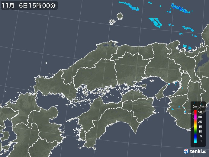 中国地方の雨雲レーダー(2019年11月06日)