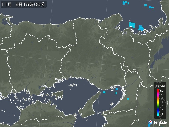 兵庫県の雨雲レーダー(2019年11月06日)