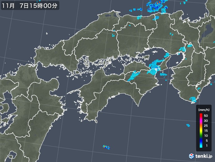 四国地方の雨雲レーダー(2019年11月07日)