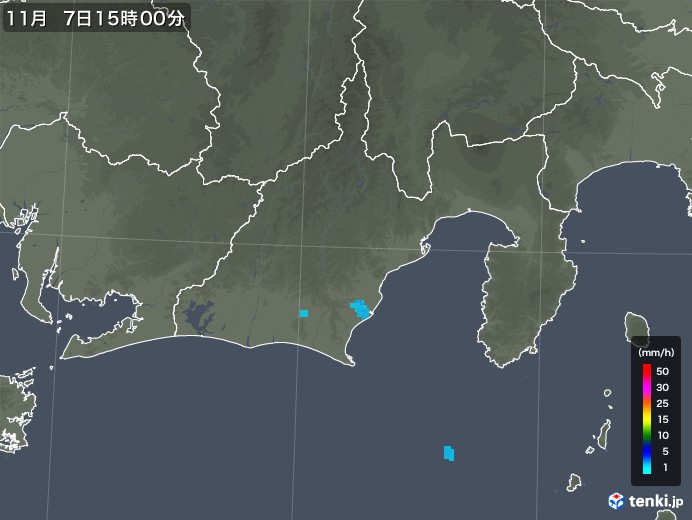 静岡県の雨雲レーダー(2019年11月07日)