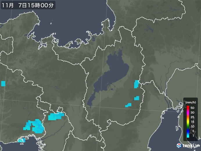 滋賀県の雨雲レーダー(2019年11月07日)