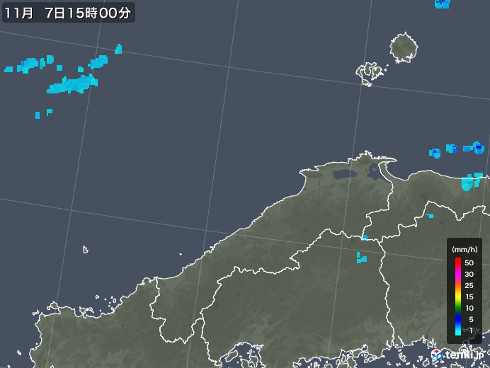 島根県の雨雲レーダー(2019年11月07日)