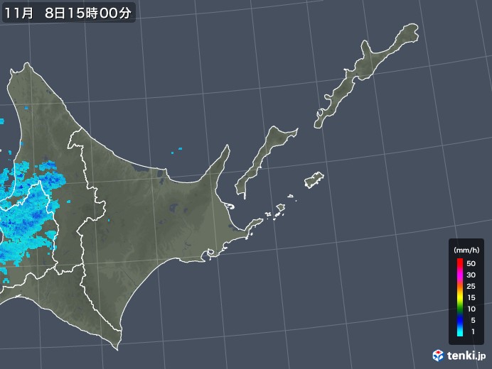 道東の雨雲レーダー(2019年11月08日)