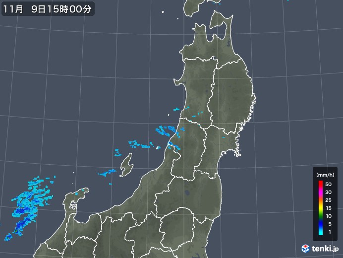 東北地方の雨雲レーダー(2019年11月09日)