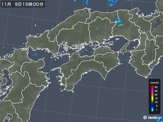 四国地方の雨雲レーダー(2019年11月09日)