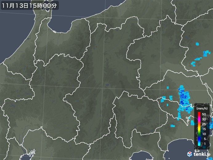 長野県の雨雲レーダー(2019年11月13日)