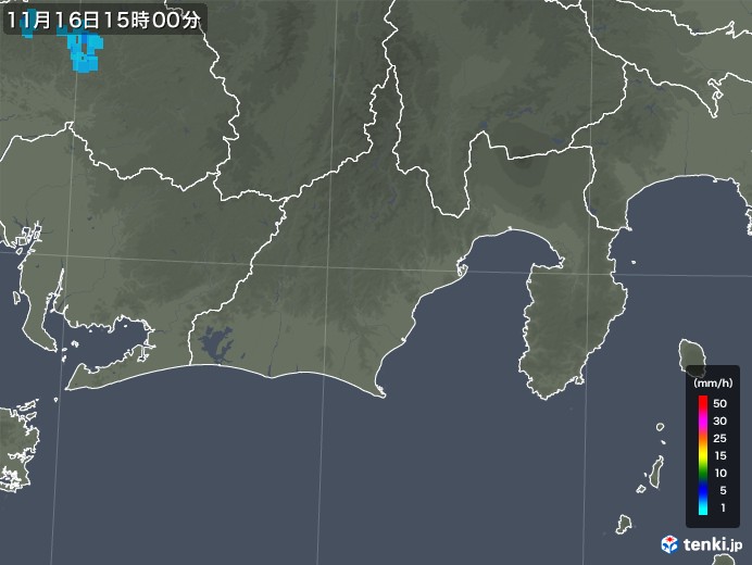静岡県の雨雲レーダー(2019年11月16日)