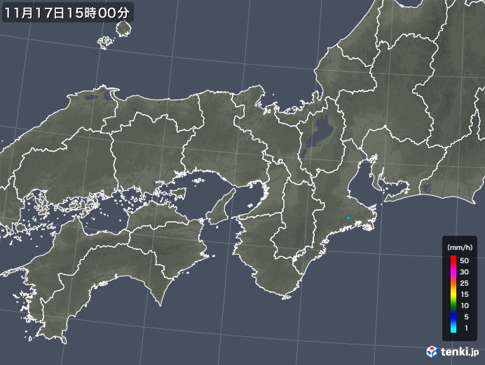 近畿地方の雨雲レーダー(2019年11月17日)