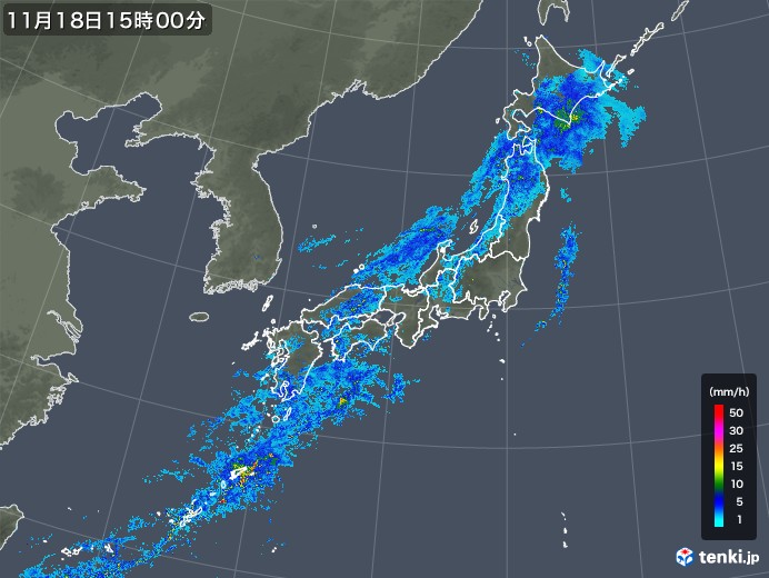 雨雲レーダー(2019年11月18日)