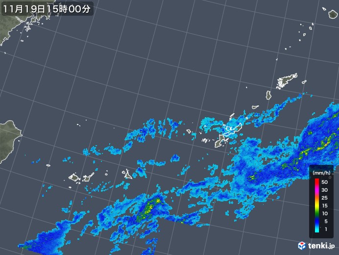 沖縄地方の雨雲レーダー(2019年11月19日)