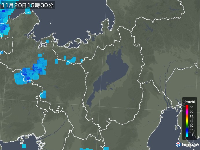 滋賀県の雨雲レーダー(2019年11月20日)