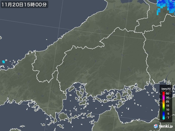 広島県の雨雲レーダー(2019年11月20日)
