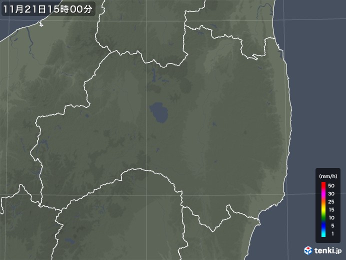 福島県の雨雲レーダー(2019年11月21日)