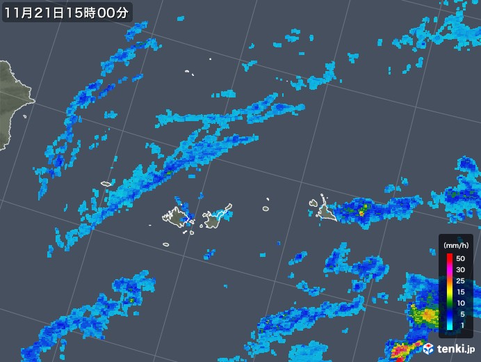 宮古・石垣・与那国(沖縄県)の雨雲レーダー(2019年11月21日)