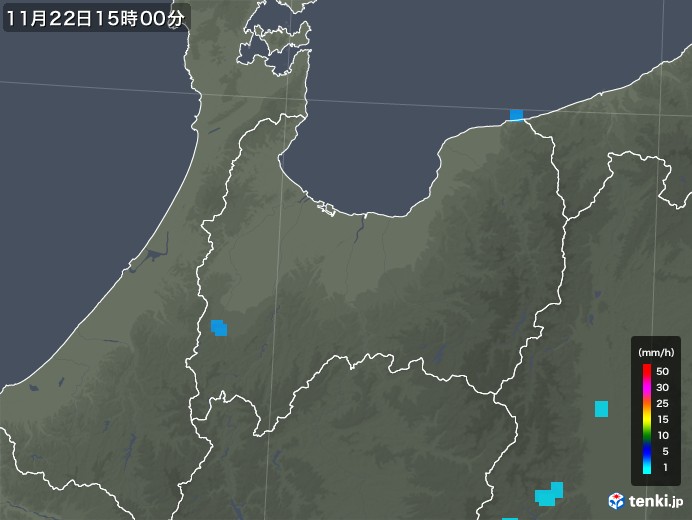 富山県の雨雲レーダー(2019年11月22日)