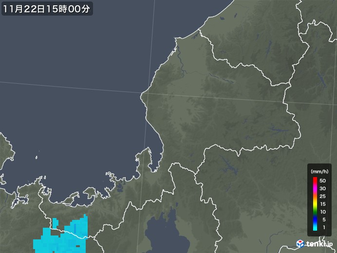 福井県の雨雲レーダー(2019年11月22日)