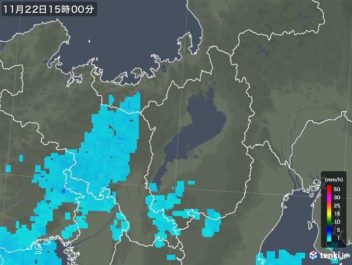 滋賀県の雨雲レーダー(2019年11月22日)