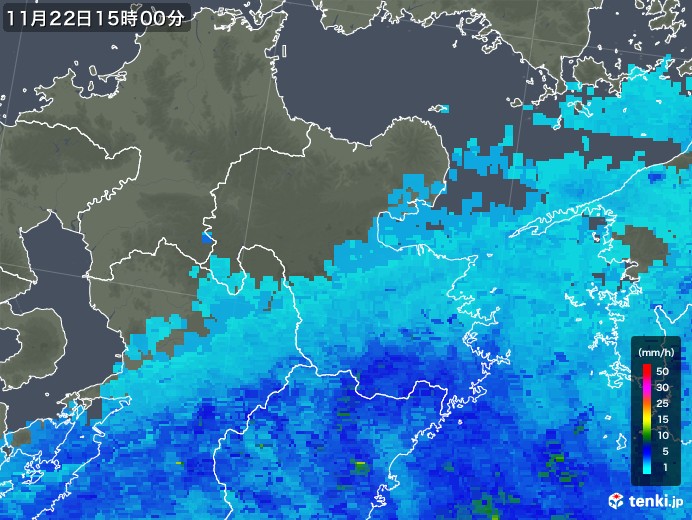 大分県の雨雲レーダー(2019年11月22日)