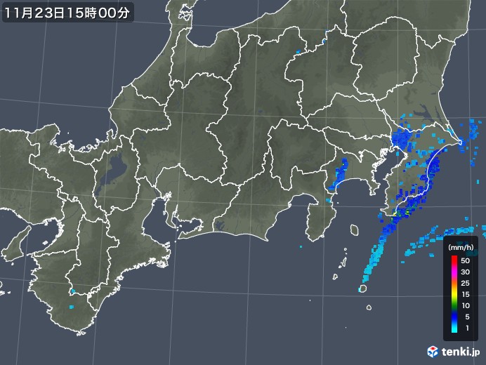 東海地方の雨雲レーダー(2019年11月23日)
