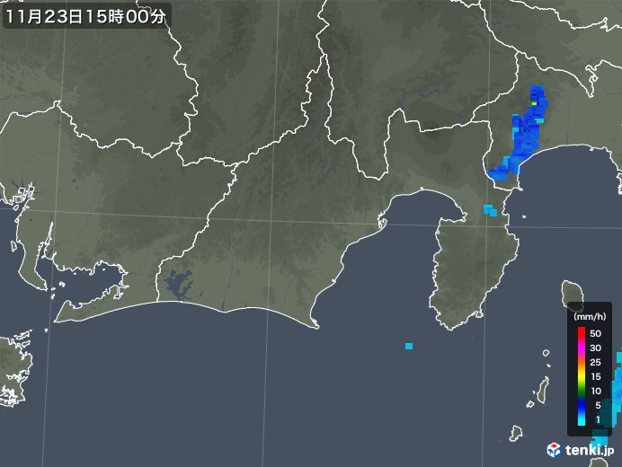 静岡県の雨雲レーダー(2019年11月23日)