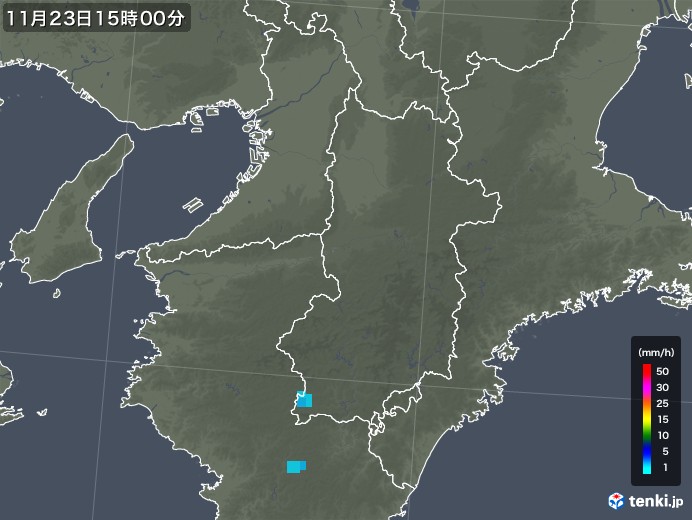 奈良県の雨雲レーダー(2019年11月23日)