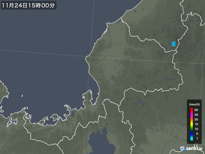 福井県の雨雲レーダー(2019年11月24日)