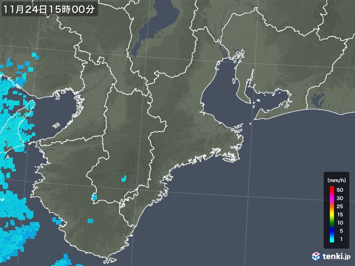 三重県の雨雲レーダー(2019年11月24日)