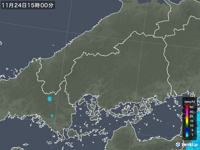 広島県の雨雲レーダー(2019年11月24日)