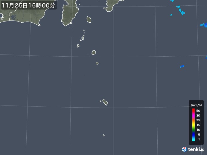 伊豆諸島(東京都)の雨雲レーダー(2019年11月25日)