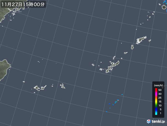 沖縄地方の雨雲レーダー(2019年11月27日)