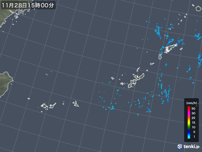 沖縄地方の雨雲レーダー(2019年11月28日)