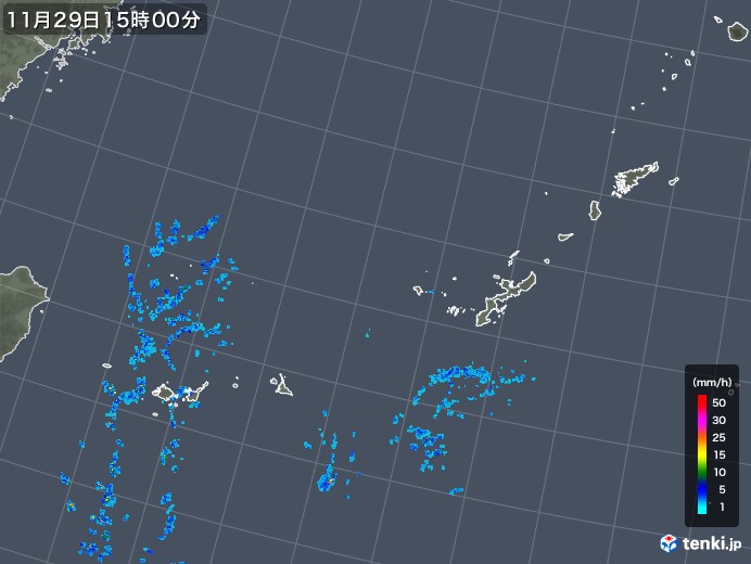 沖縄地方の雨雲レーダー(2019年11月29日)