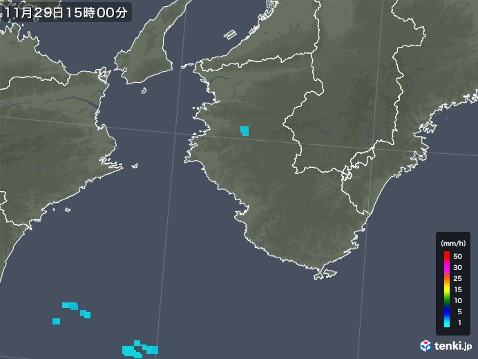 和歌山県の雨雲レーダー(2019年11月29日)