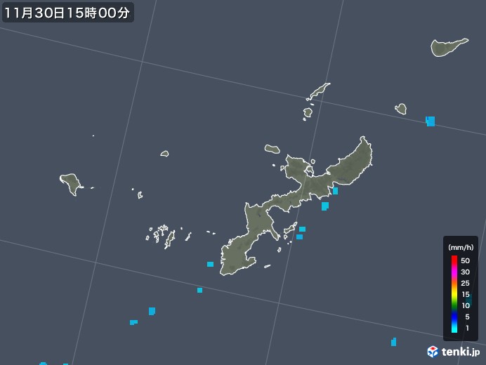 沖縄県の雨雲レーダー(2019年11月30日)