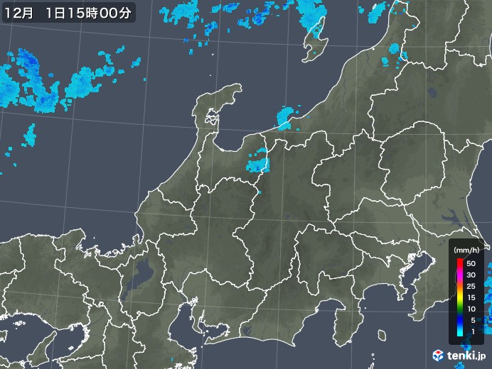 北陸地方の雨雲レーダー(2019年12月01日)